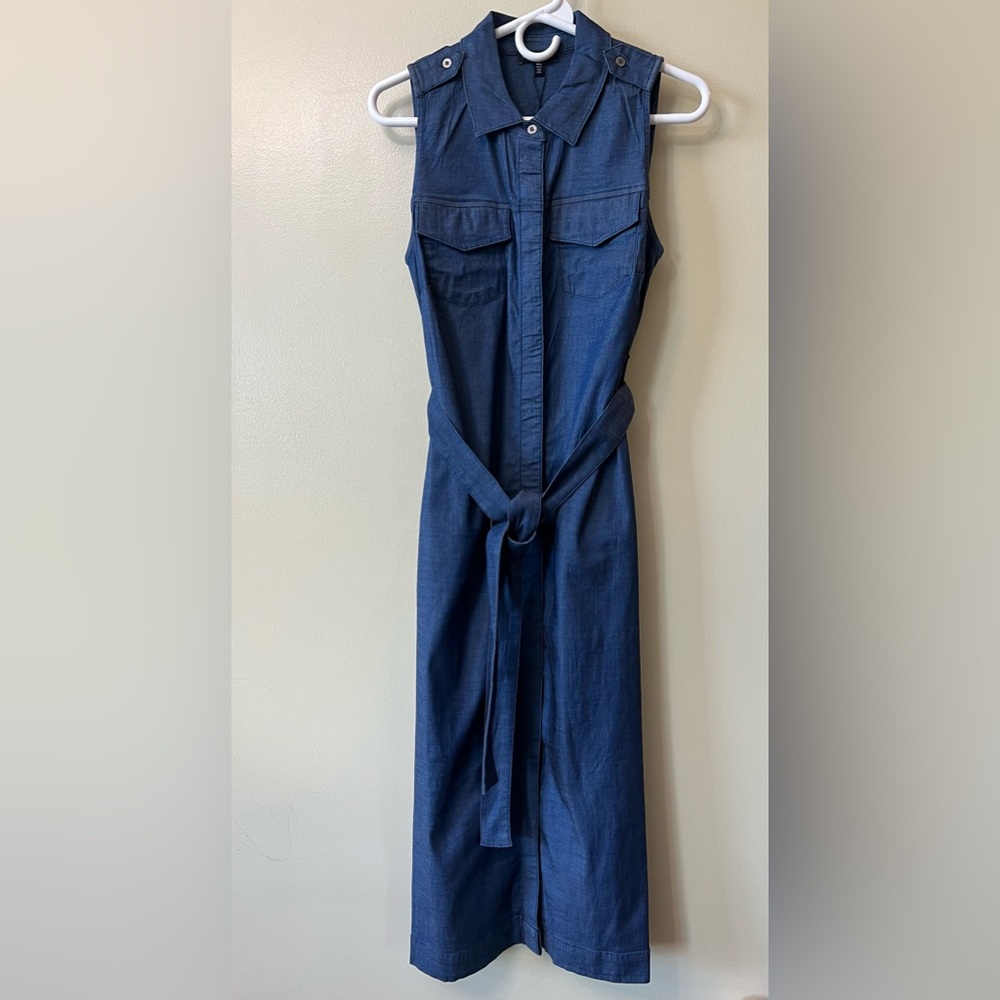 Universal Standard Sleeveless Chambray Belted Shirt Dress Blue Size 4XS (XS) NWT